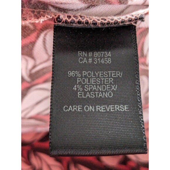 Max & Cleo Dress Womens sz M Pink Brown Leaf Print Faux Wrap Stretch Fit Flare - Picture 10 of 11